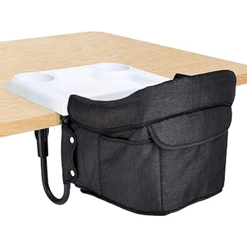 Portable Hook On High Chair with Tray for Babies & Toddlers, 6-36 Months, Collapsible Design, Fits Tables 0.8" to 3.5" Thick, Easy to Clean, with Travel Bag