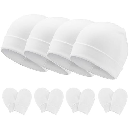 Newborn Baby Hats and Mittens Set Infant Beanie Cap Toddler Gloves Newborn Hospital Hats for Baby Boy Girl Kid