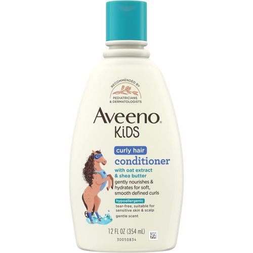 Aveeno Kids Curly Hair Conditioner, Hydrating Conditioner, Kids Curly Hair Products, Oat Extract & Shea Butter, Gentle Scent, 12 fl. oz (Pack of 1)