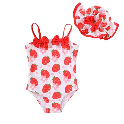 YOUNGER TREE Toddler Baby Girl Swimsuit Infant One Piece Bathing Suits with Hat Newborn Summer Beach Swimwear