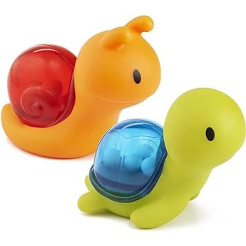 Munchkin® Bath Rattle Squirts - Fun Sensory Bath Learning Toys for Babies and Toddlers, Turtle and Snail, 2 Pack