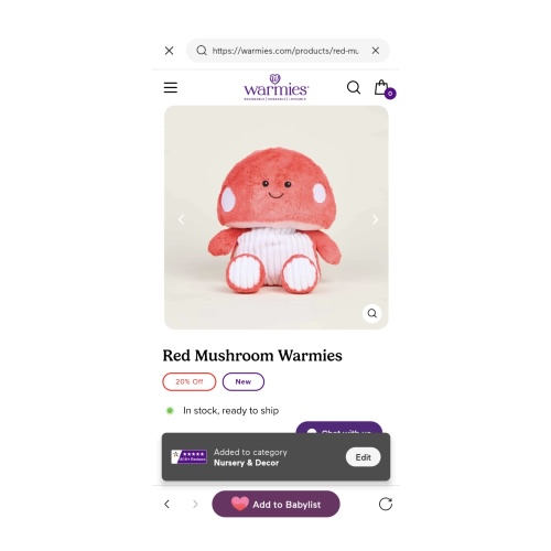 Microwavable Red Mushroom Warmies | Warmies USA