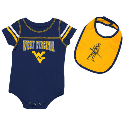 WVU Sleeve Stripe Infant Onesie & Bib Set