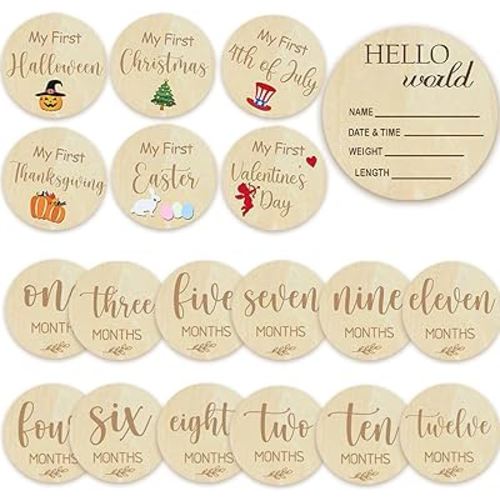 Baby Monthly Milestone Cards - My First Holiday Milestone | Baby Announcement Sign & Celebration Board | Hello World Sign | Milestone Photo Cards | Perfect Newborn Gift & Keepsake