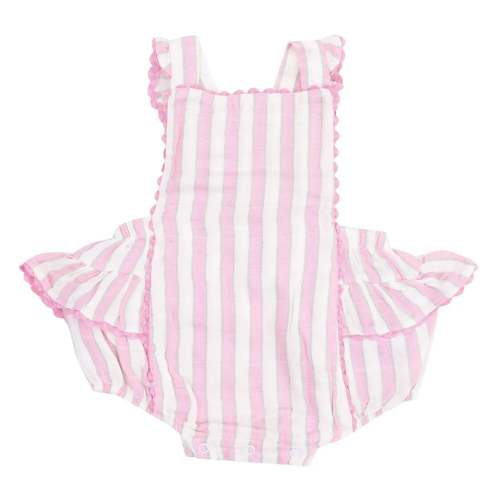 Angel Dear - Organic Ric-Rac Ruffle Sunsuit - Candy Stripe