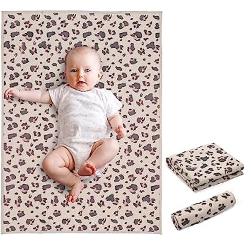 Vegan Leather Baby Changing Mat - Wipeable Portable Changing Pad, Foldable Travel Changing Mat for Baby, Newborns Toddlers Shower Gifts (Leopard Print,20"*28")