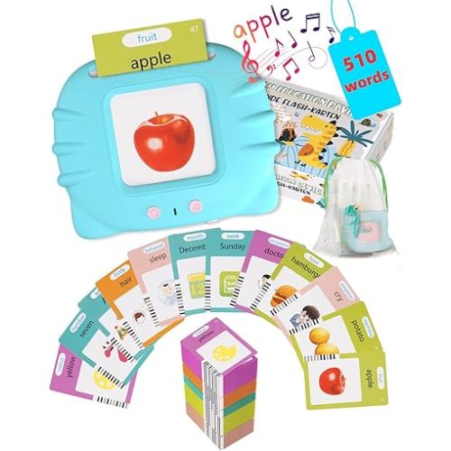 510 Words Talking Flash Cards Toddlers Toys, Learning Montessori Toddler Toys for Boys Girls Ages 1 2 3 4 5 6 Year Old Kids, Autism Sensory Toys for Autistic Children, Birthday Gifts for Daughter Son