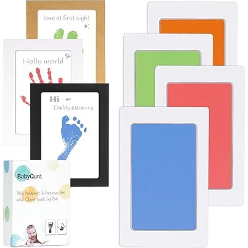 Inkless Baby Hand and Footprint Kit,Clean-Touch Ink Pad Kit,Safe No Mess Printing Infant Hand Foot Stamp,4 Pack Newborn Inkless Print Pads Best Keepsake or Gifts for Family