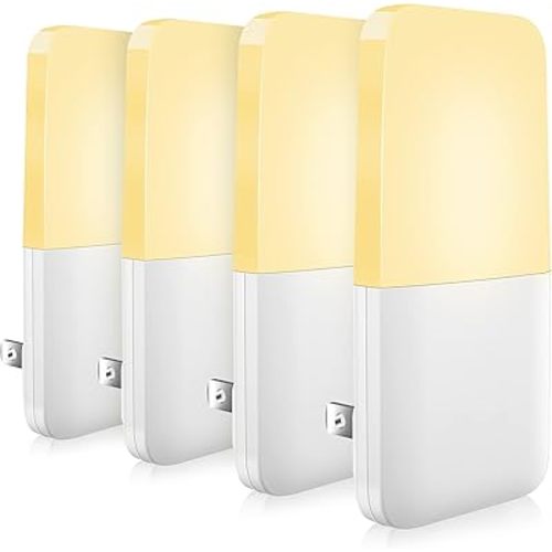 MAZ-TEK Plug in Night Light, Warm White LED Nightlights with Smart Dusk to Dawn Sensor for Kids, Nursery, Ideal for Bedroom, Bathroom,Hallway, Stairs, Kitchen, 4 Pack