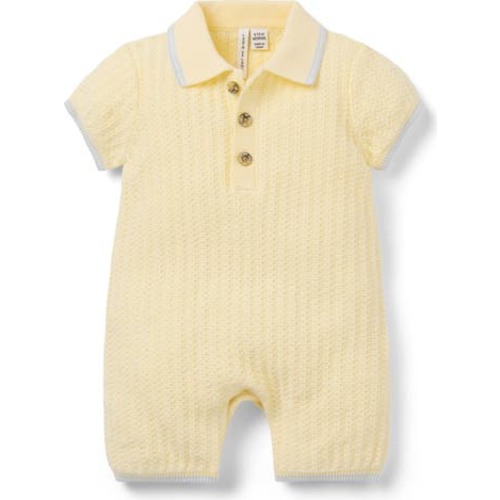 Pointelle Collared Romper, 3-6M