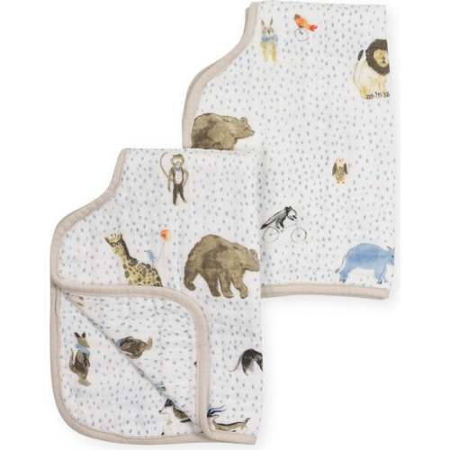 Cotton Muslin Multi-Layered Burp Cloth 14X21, Party Animals (Pack Of 2) - Little Unicorn | Maisonette