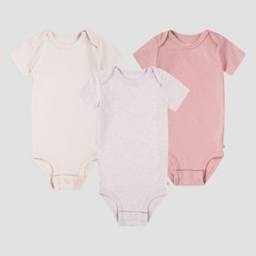 Huggies Baby Girls' 3pk Organic Bodysuit - Pink 3M