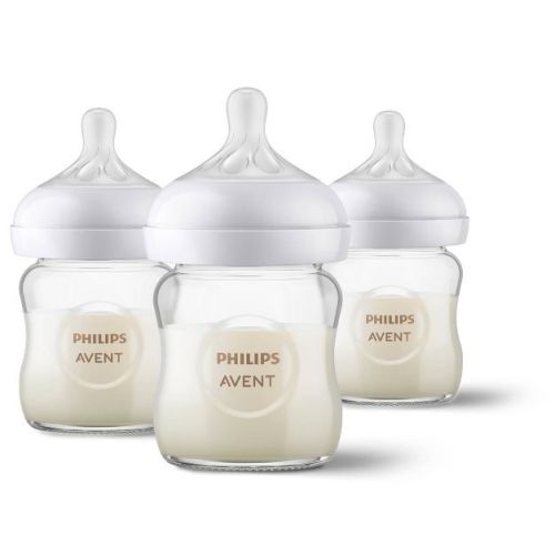 Philips Avent Glass Baby Bottle With Natural Response Nipple - 4oz/3pk