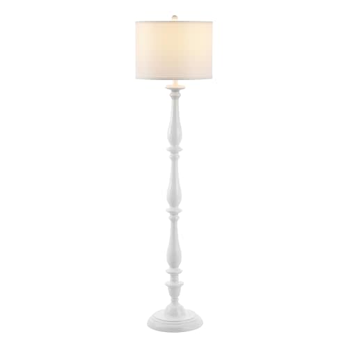 SAFAVIEH Lighting Collection Bessie Farmhouse Candlestick, Metal, White 62-inch Living Room Bedroom Home Office Standing Floor Lamp (LED Bulb Included)