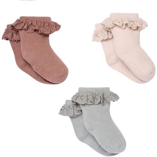 Modern Moments by Gerber Baby Unisex Soft Cotton Ankle Socks, Dark Pink, Light Pink and Purple, 0-6 Months