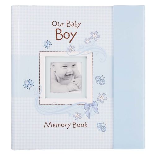 Christian Art Gifts Boy Baby Book of Memories Blue Keepsake Photo Album Our Baby Boy Memory Book Baby Book with Bible Verses, the First Year
