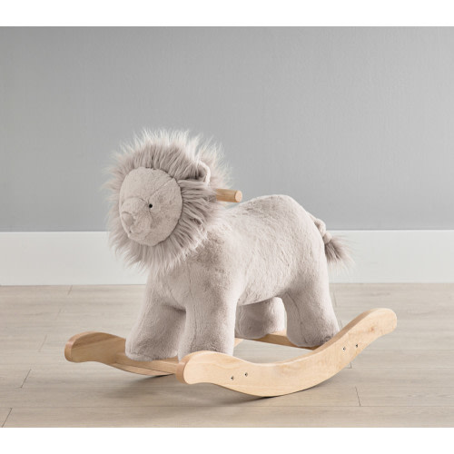 Taupe Lion Plush Nursery Rocker