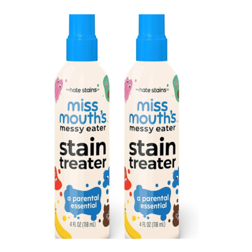Miss Mouth's Messy Eater Stain Treater Spray - 4oz 2 Pack Stain Remover - Newborn & Baby Essentials - No Dry Cleaning Food, Grease, Coffee Off Laundry, Underwear, Fabric