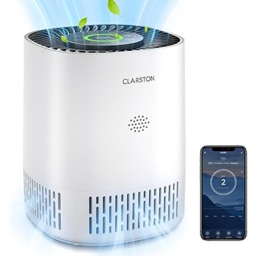Air Purifiers for Home Bedroom Up to 650 Ft², H13 True HEPA Air Filter for Pets Dust Odor Pollutants, 4 Fan Speeds, Auto Mode, PM2.5 Monitor, Smart WiFi Control