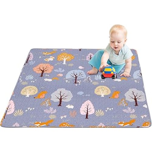 50 x 50 Play Mat for Baby Playpen Tummy Time Mat, Non-Slip Washable Baby Playpen Mat, Baby Crawling Mats for Floor, Portable Travel Large Play Mats for Toddlers and Infants
