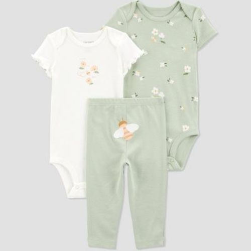 Carter's Just One You®️ Baby Girls' Floral Printed Top & Bottom Set - Green 3m