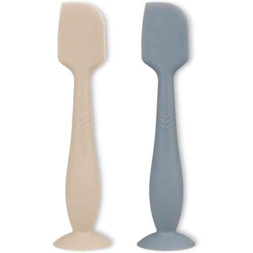 Diaper Cream Applicator Set - Soft Silicone Baby Butt Brush with Suction Base, Baby Butt Spatula, Full Size - Newborn Baby Essentials (2Packs-Ether/Sand)
