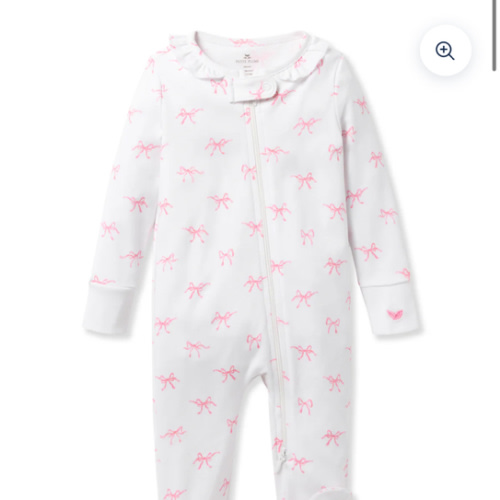 Baby's Pima Ruffle Collar Romper in Blushing Bows