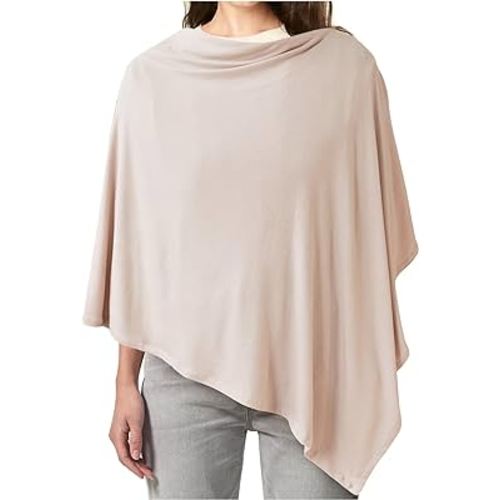 Konssy Knit Nursing Cover for Breastfeeding, 360° Full Privacy Breathable Breastfeeding Cover, Multi-use Carseat Canopy(Beige)