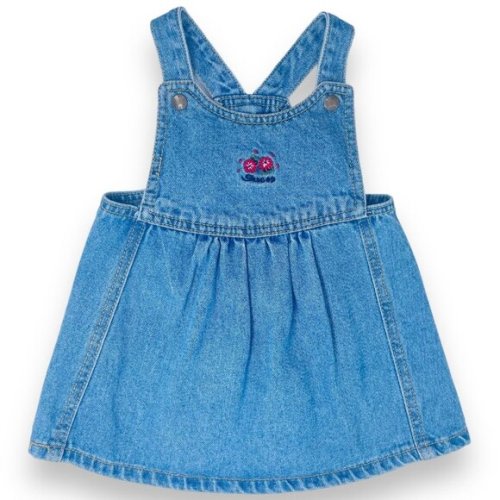 Vintage Guess Baby Girls Floral Embroidered Overalls Denim Jumper Dress 18m