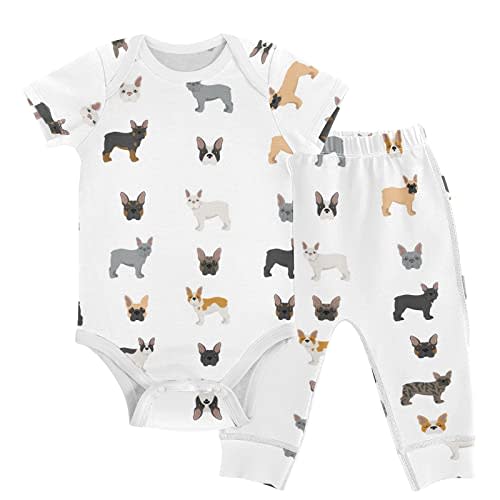 vvfelixl Baby Pants Sets Cute Dogs Puppy Short Sleeve Baby Clothes For Boys Girls 0-24 Months