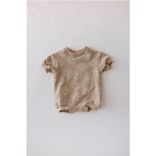 Just Smile  Tan | Short Sleeve Romper