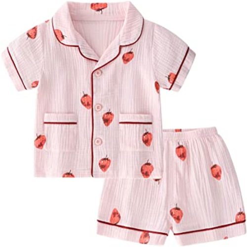 BINIDUCKLING Toddler Button Up Pajamas Summer - Size 3T