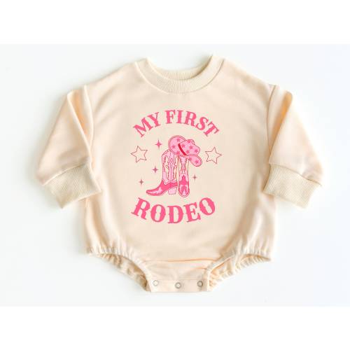 My First Rodeo Bubble Romper Sweatshirt, Rodeo Birthday, Baby Bodysuit, First Birthday Outfit, Birthday Girl Shirt, First Birthday Shirt