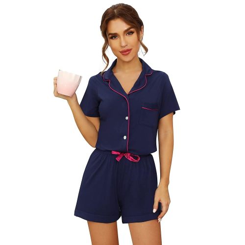 WiWi Viscose from Bamboo Soft Pajamas Set for Women Button Down Short Pajama Sets Plus Size Pjs Shorts Sleepwear S-4X
