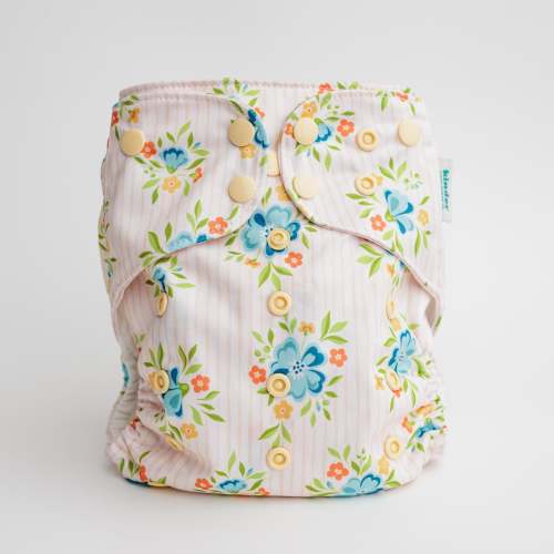 Floral: Essentials Pocket Cloth Diaper with Athletic Wicking Jersey, Grows with your Baby