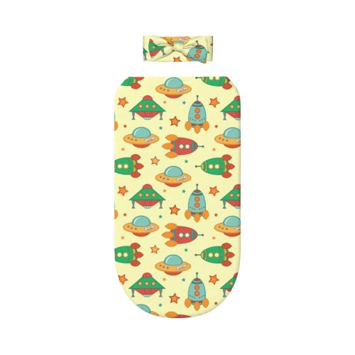 Rocae Colorful Outer Space for Baby Swaddle Blanket and Headband Set, Ideal for Baby Shower Gift