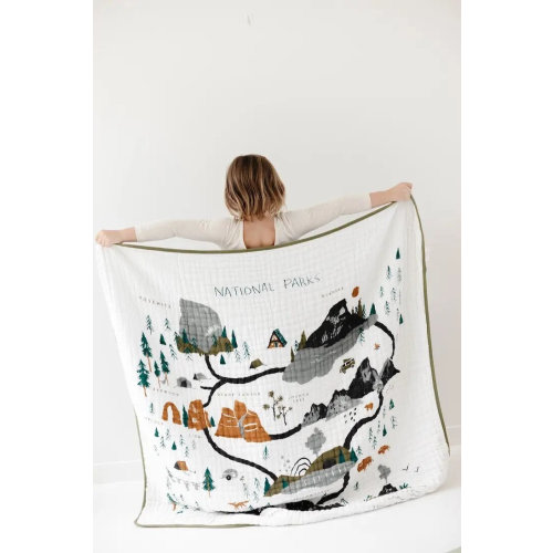 National Parks Cotton Muslin Throw for Kids - Baby and Toddler Blanket Quilt Swaddle - Baby Shower Gift for Girl or Boy - Boho Nursery Decor