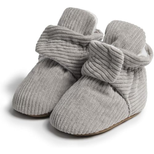 Meckior Infant Baby Boys Girls Cotton Booties Winter Fleece Warm Cozy Socks Soft Bottom Newborn Toddler First Walkers Crib Shoes with Grippers