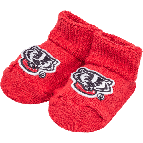 Creative Knitwear Bucky Badger Booties (Red) | University Book Store