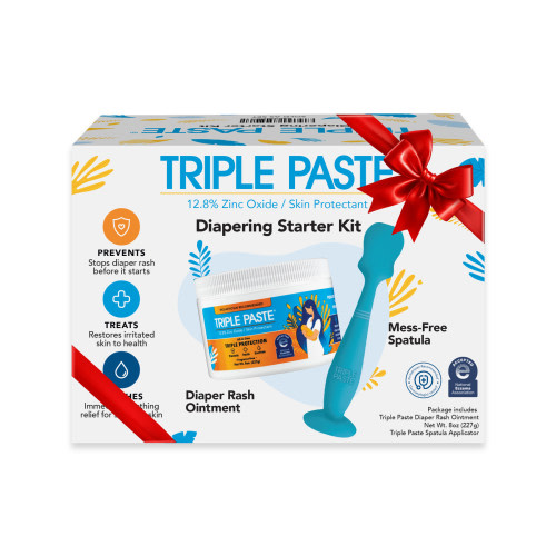 Triple Paste Diaper Rash Cream, 8oz + Spatula Bundle - Zinc Oxide Ointment and Diaper Cream Spatula