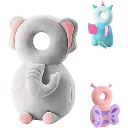 Toddler Baby Head Protection Cushion Backpack Wear,Grey Elephant