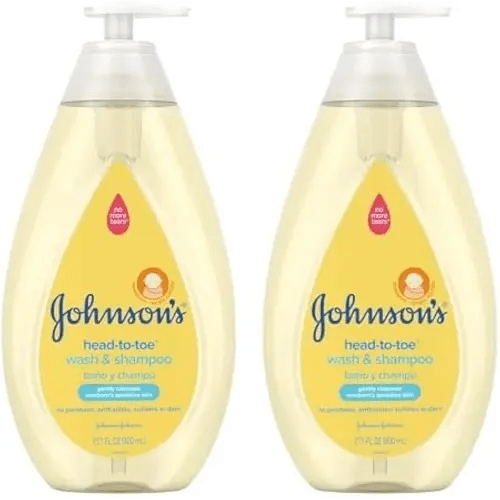 Johnson's Head-to-Toe Gentle Tear-Free Baby & Newborn Wash & Shampoo, Sulfate-, Paraben- Phthalate- & Dye-Free, Hypoallergenic Wash for Sensitive Skin & Hair, 27.1 fl. Oz (Pack of 2)