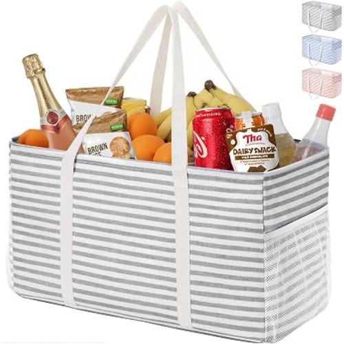 Lifewit Extra Large Tote Bag, Reusable Grocery Bags with Metal Wire Frame and Handles