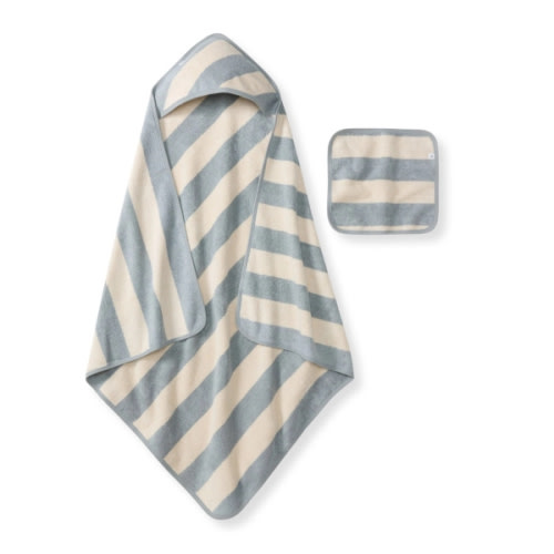 Organic Cotton Rugby Stripe Woven Terry Towel Quarry