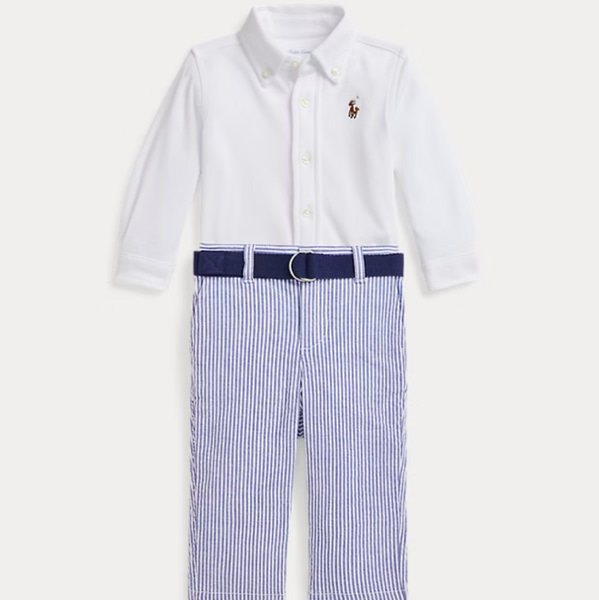 Shirt, Belt & Seersucker Pant Set