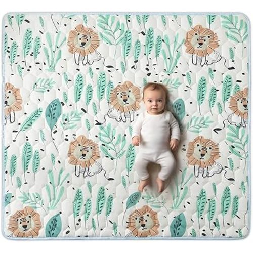 Play Mat, Baby Play Mat, 50'' x 50'' Play Mat for Playpen, Play Mat for Babies 0-6 Months, Non-Slip One-Piece Crawling Playpen Mat