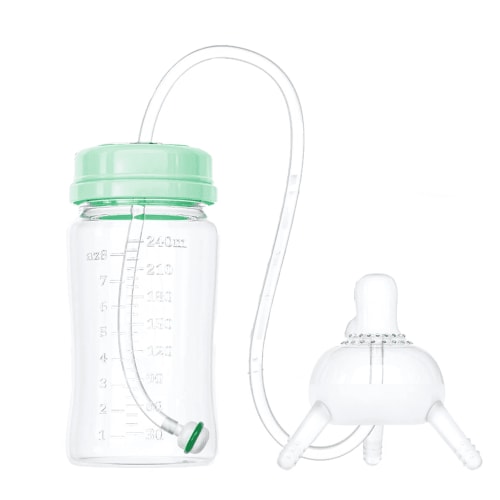 Self Feeding Baby Bottle, Bottle Holder for Baby, Baby Bottle with Straw, Anti Colic, for Convenient Feeding Green
