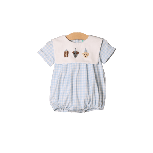 French Knot Birthday Party Pups Blue Gingham Bubble