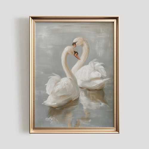 Swan Art Print | Vintage PRINTABLE Wall Art | Pastel Farmhouse Nursery Painting | Antique Swan Wall Art | #784