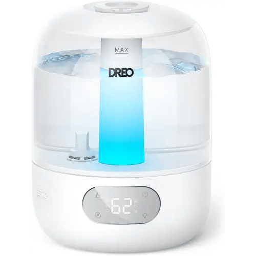 Dreo Humidifiers for Bedroom, 3L Cool Mist Ultrasonic Humidifier with Easy Top Fill & Clean, 30H & 26dB Quiet Runtime, Humidity Sensor, Night Light for Baby, Nursery, Plants & Home, 360° Nozzle, White
